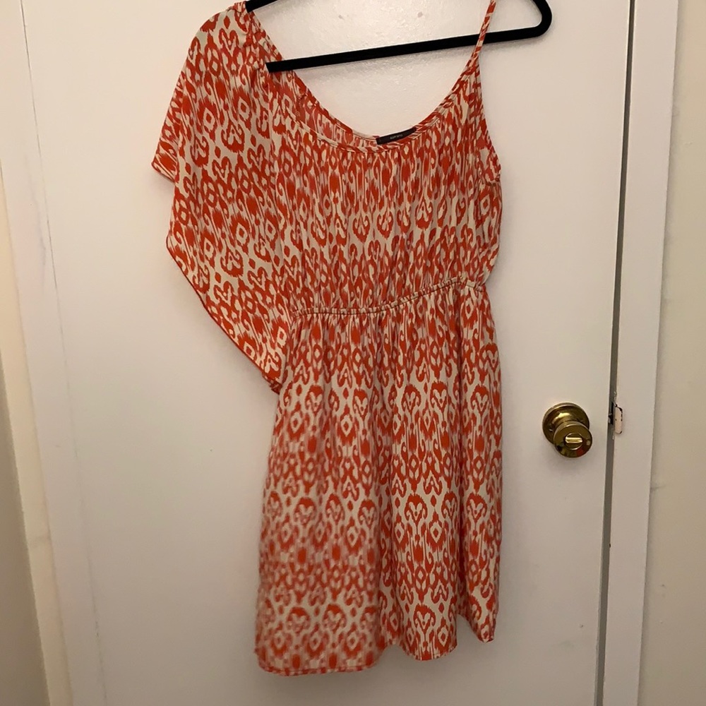 Orange and cream mini dress